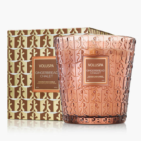 Boxed 3-wick Heart Candle Gingerbread Chalet Gull