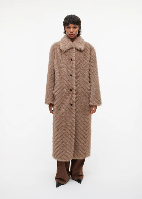 Scarlet Faux Mink Zigzag Camel
