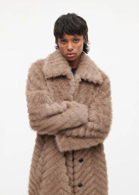 Scarlet Faux Mink Zigzag Camel
