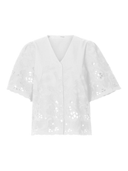 Dahlia broderi shirt Hvit