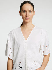 Dahlia broderi shirt Hvit