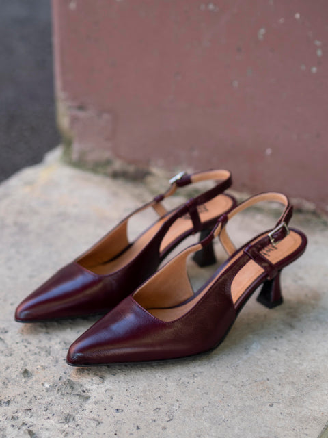 New York Slingback Heels Burgunder