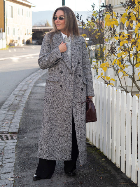 Petro long coat Hvit/Sort