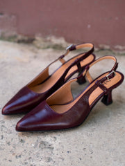 New York Slingback Heels Burgunder