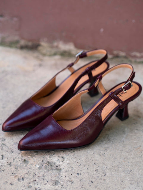 New York Slingback Heels Burgunder