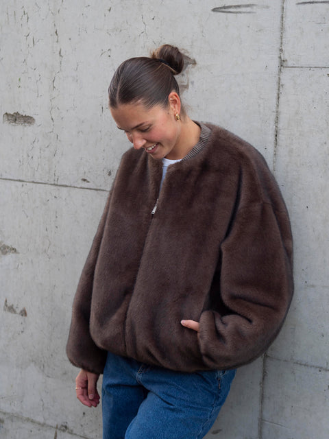 Etta Faux Mink Brun