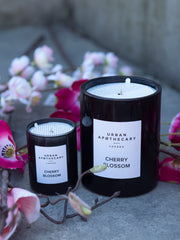 Black Glass Candle Cherry Blossom Sort