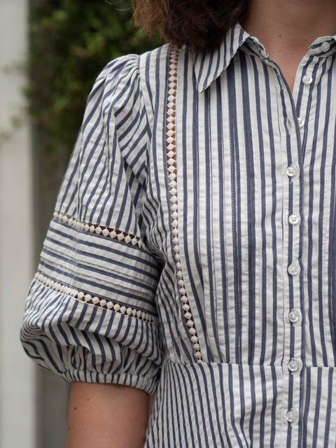 Seersucker Decorated Dress Striper