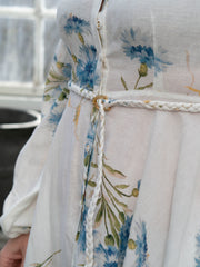 Linen Collared Maxi Dress Blå