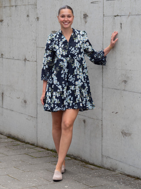 Cotton Slub Tunic Dress Blå