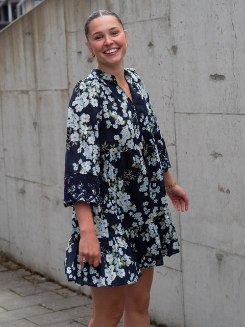 Cotton Slub Tunic Dress Blå