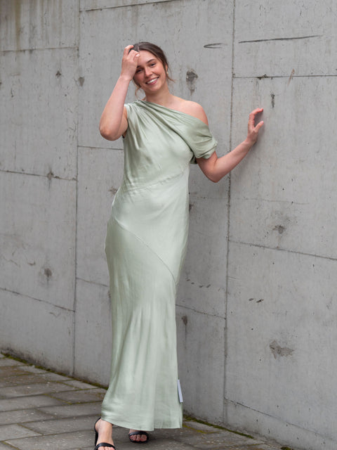 Vanessa Satin Maxi Dress Mint