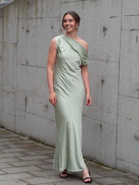 Vanessa Satin Maxi Dress Mint