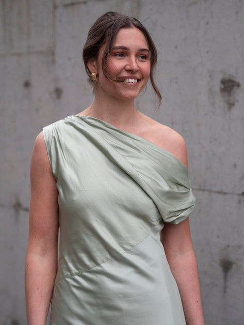 Vanessa Satin Maxi Dress Mint