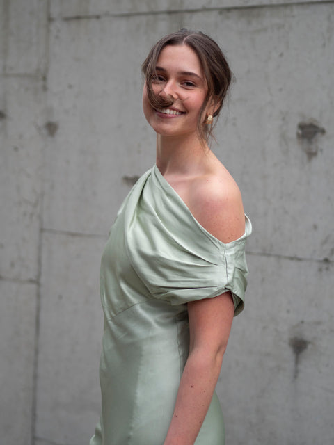 Vanessa Satin Maxi Dress Mint