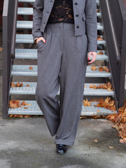 Camilla Wide Pant Lys Grå Melert