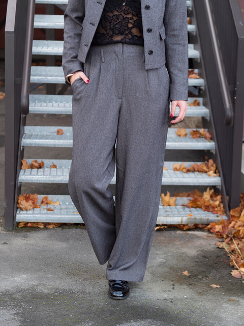 Camilla Wide Pant Lys Grå Melert