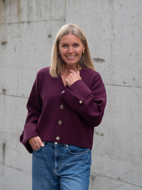 Atari Rib cardigan Burgunder