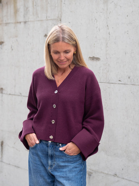 Atari Rib cardigan Burgunder