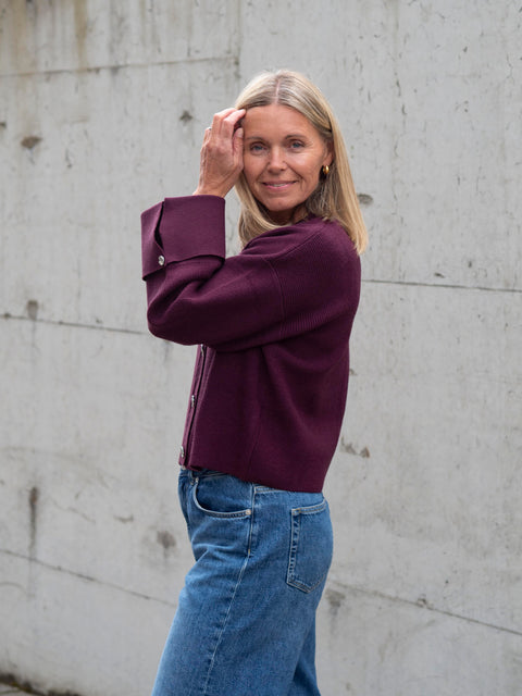 Atari Rib cardigan Burgunder