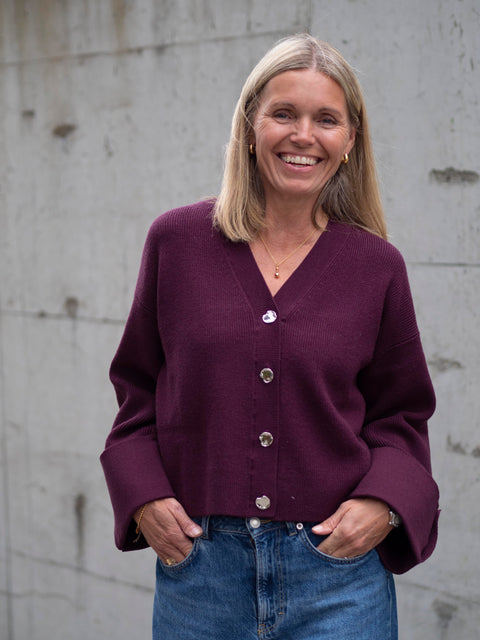 Atari Rib cardigan Burgunder