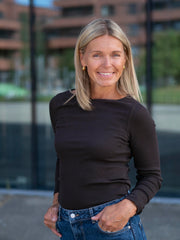 Petronella Rib Boatneck Mørkebrun