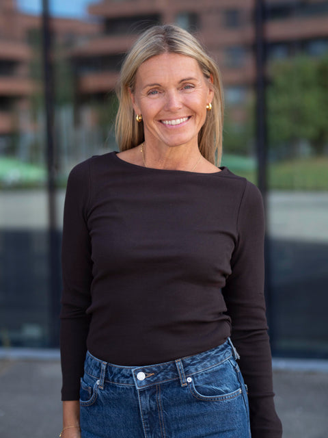 Petronella Rib Boatneck Mørkebrun