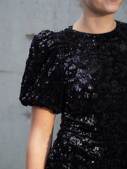 Sofie 2/4 Sequin midi dress Sort