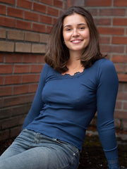Benita Silk LS O-neck Blå