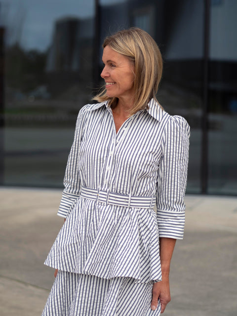 Seersucker Shirt Dress Striper