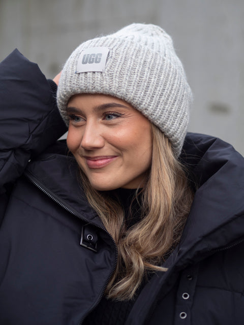 W Chunky Rib Beanie Lys Grå Melert