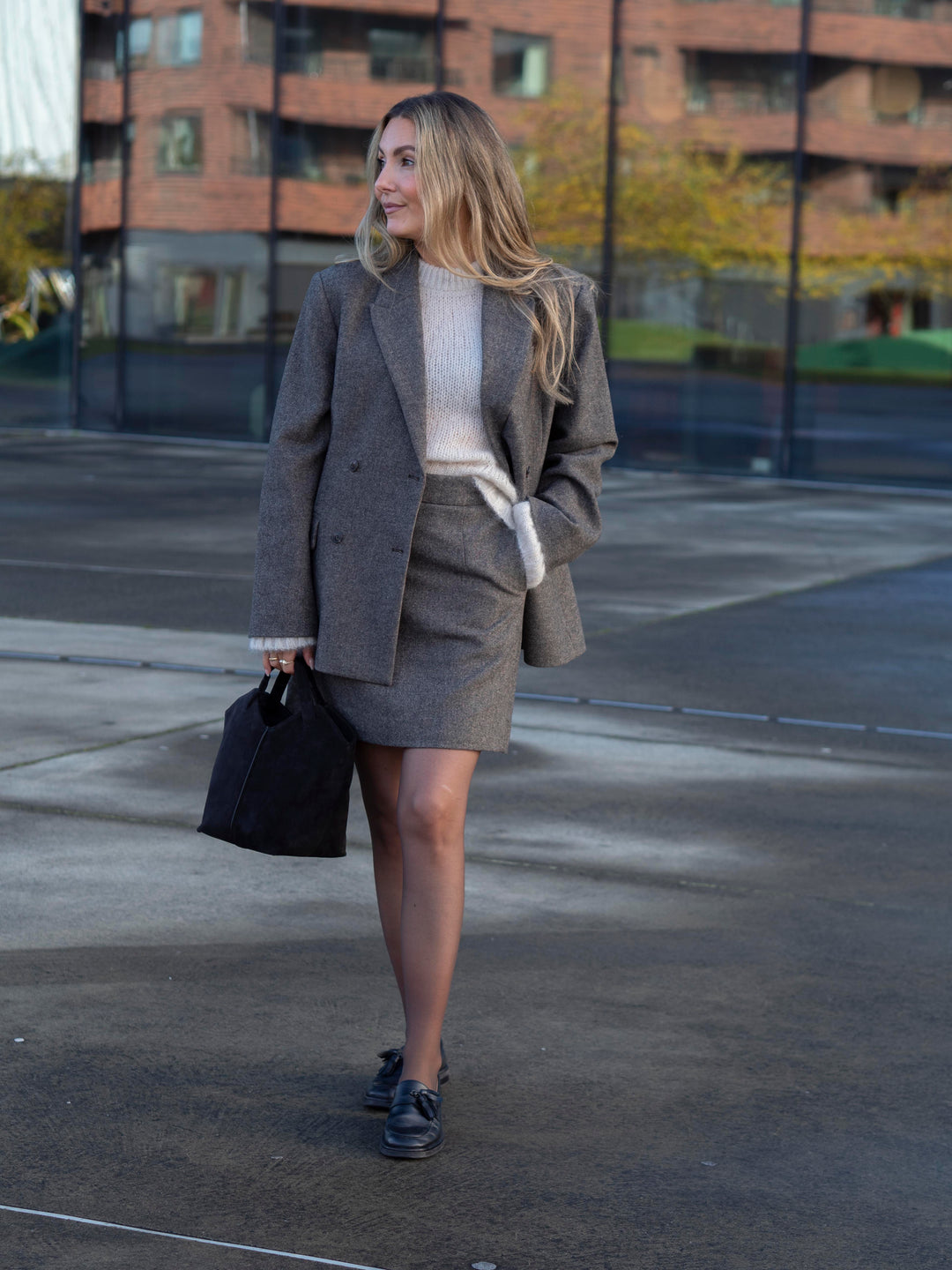 Reeda Wool Skirt Brunmerlert