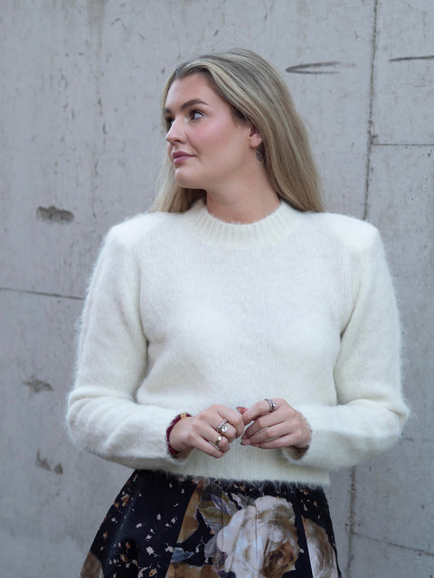 Hairy Knit Fitted Off-White