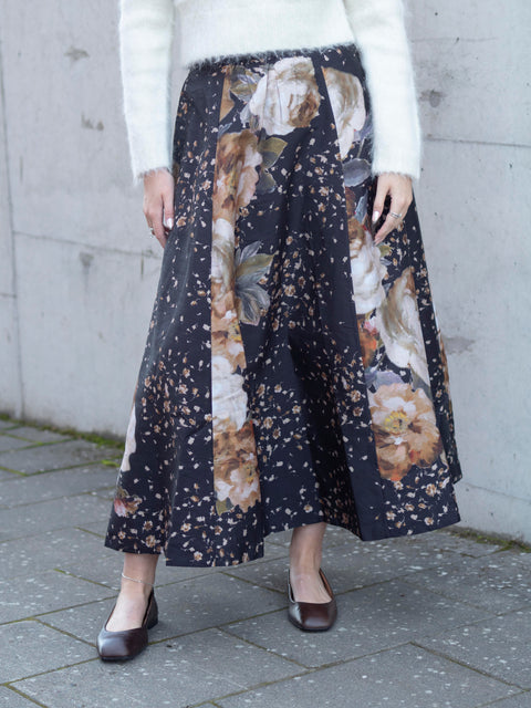 Taffeta Maxi Skirt Sort
