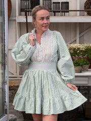 Seersucker Mini  Dress Lysegrønn