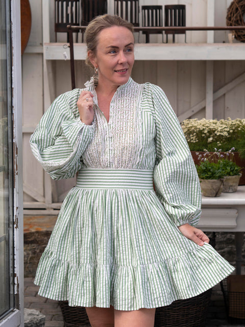 Seersucker Mini  Dress Lysegrønn