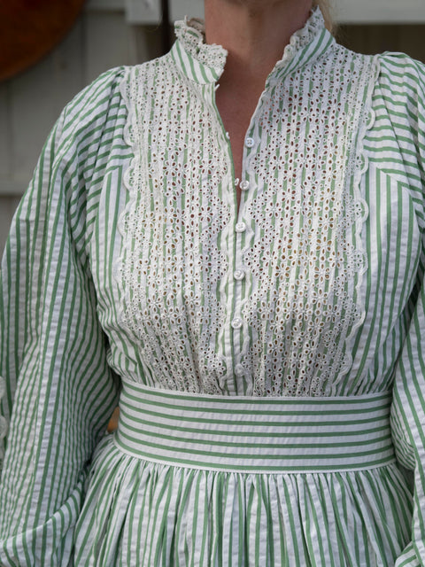 Seersucker Mini  Dress Lysegrønn