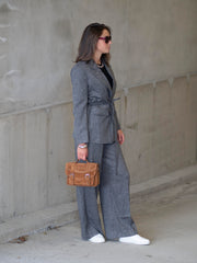 Minka Belted blazer Sort/Hvit