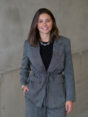 Minka Belted blazer Sort/Hvit
