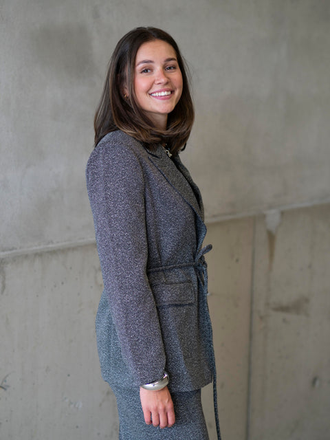 Minka Belted blazer Sort/Hvit