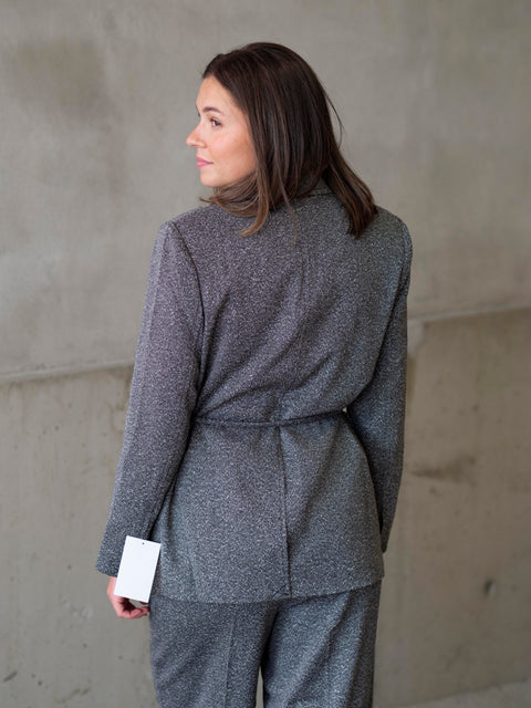 Minka Belted blazer Sort/Hvit