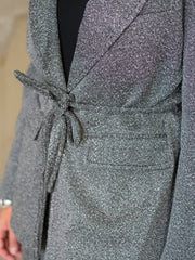 Minka Belted blazer Sort/Hvit