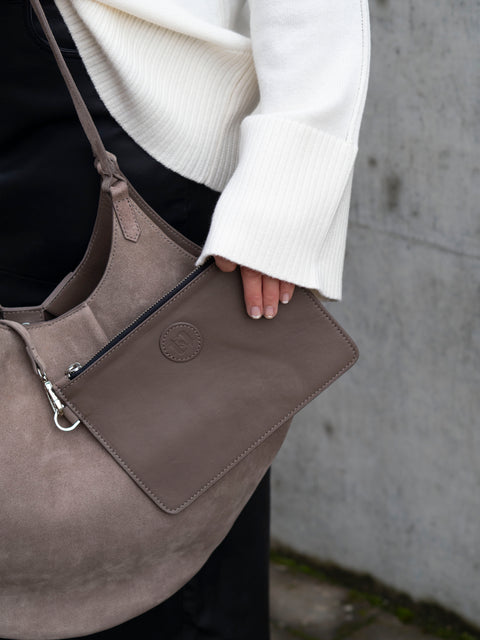 Milan Suede Tote bag Taupe