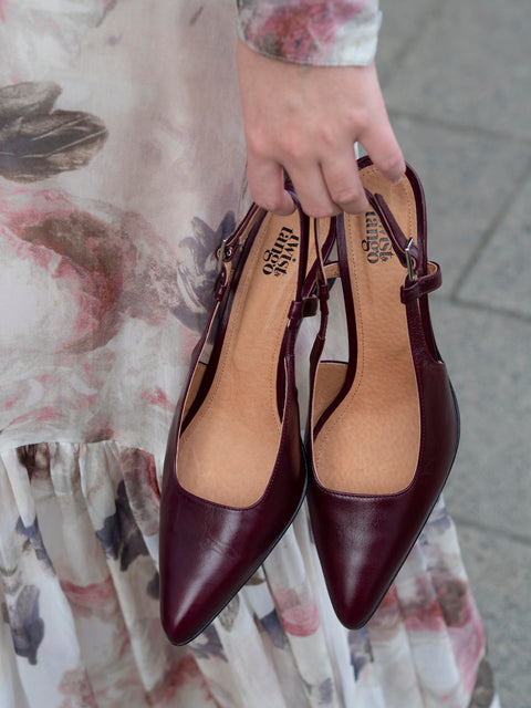 New York Slingback Heels Burgunder