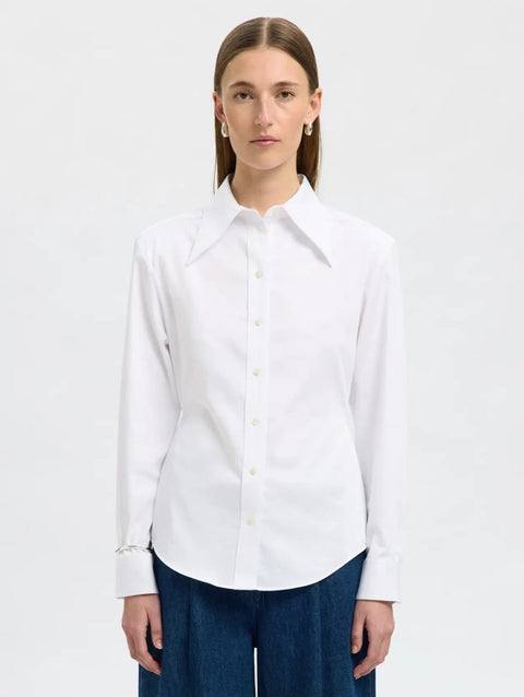 Nicolina slim shirt Hvit
