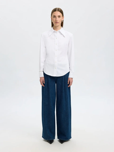 Nicolina slim shirt Hvit