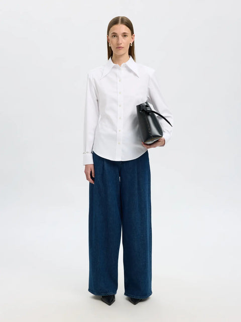 Nicolina slim shirt Hvit