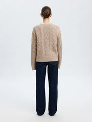 Nelly knit o-neck cardigan Beige