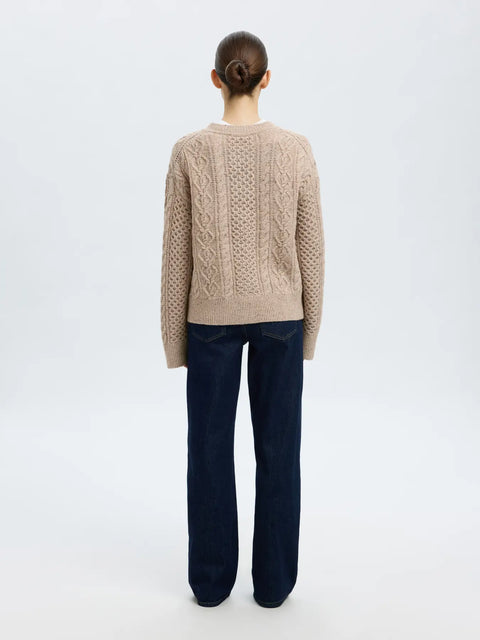 Nelly knit o-neck cardigan Beige