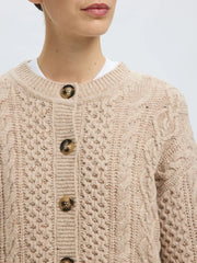 Nelly knit o-neck cardigan Beige